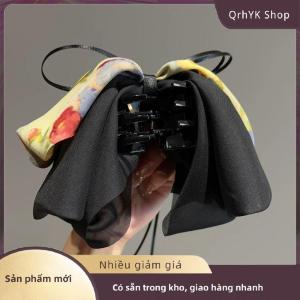 Hàng có sẵn✨ Phụ nữ thanh lịch Lớn Bow tóc Claw thời trang nhiều lớp lớn Bowknot barrettes kẹp tóc nhiều màu ponytail Clip Phụ kiện tóc