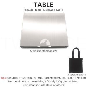 Twtopse gấp bằng thép không gỉ Bảng Cho Soto Sod320 MSR Túi Tên Lửa FMS-300T BRS-3000T Bếp gấp lại được cắm trại Bảng 380G
