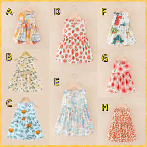 Dress Anak Perempuan Import Bahan Katun Bermotif Uk. 90-130cm / 1 - 6 thn
