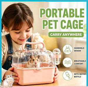 Hamster Travel Cage Portable Breathable Pet Carrier With Water Bottle Clear Case For Small Pets