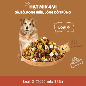 Hạt mix cao cấp cho cún trộn thịt bò gà tôm cá lòng đỏ trứng rau củ quả - Thức ăn hạt cho chó kén ăn