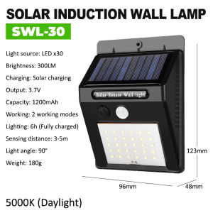 Wa LED Solar Wall Light Outdoor Lighting Motion Sensor Automatic Night Light Lampu Solar Dinding Down Light BK-888