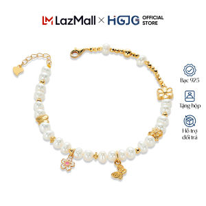 Lắc Tay Nữ HGJG Ngọc Trai Mix Charm Vàng Hoa Anh Đào Xinh Xắn Phụ Kiện Thời Trang Bạc 925 Cao Cấp