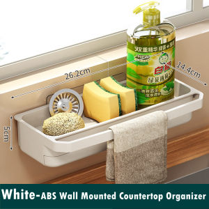 Sponge Holder Kitchen Soap Organizer Sink Storage Rack ABS Wall Hanging Sink Accessories Drainer Rack免打孔厨房沥水架