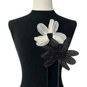 ตัวรีดติดเสื้อ TSEVD 2pcs ผ้าปักลูกไม้ ดอกไม้เข็มกลัด appliques ผ้าออแกนซ่า ผ้าบางเนื้อละเอียด เสื้อผ้า appliques งานฝีมือดีไอวาย แพทช์ปัก แพทช์เสื้อผ้า การตกแต่งเสื้อผ้า