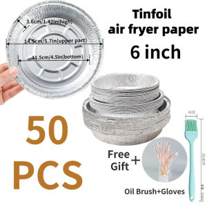 50Pcs Air Fryer Disposable Aluminium Foil Tin Foil Baking Round Foil Air Fryer Foil Tray 空气炸锅专用锡纸盘圆锡箔纸