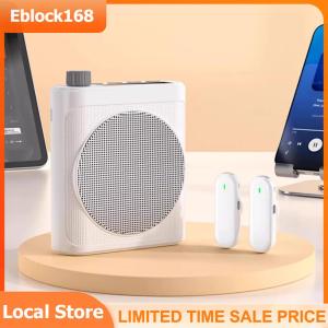 Portable Speaker Megaphone with Dual Lavalier Lapel Clip BT Microphone for Teaching and Meetings