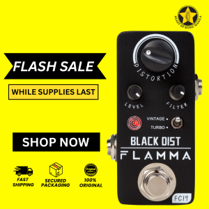 FLAMMA FC19 Black Distortion Pedal Guitar Effects Pedal with Warm Vintage Tone True Bypass