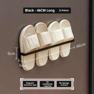 SPACEMADER Door Mounted Magnetic Shoe Rack Space Saving Slipper Organizer No Drill Hanging Shoe Storage Holder Behind Door Organizer for Home Bedroom Bathroom