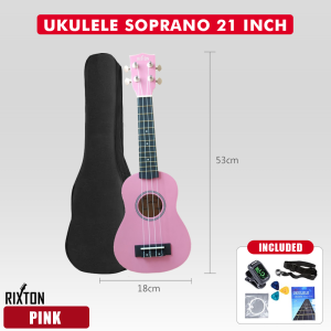 Rixton Soprano Ukulele for Beginners 21 Inch Hawaiian Wood Ukelele Kit for Kids Adult Student Starter Professional Ukalelee Pack Bundle with Free Lessons Gig Bag Strap Nylon String Tuner Pick Brown