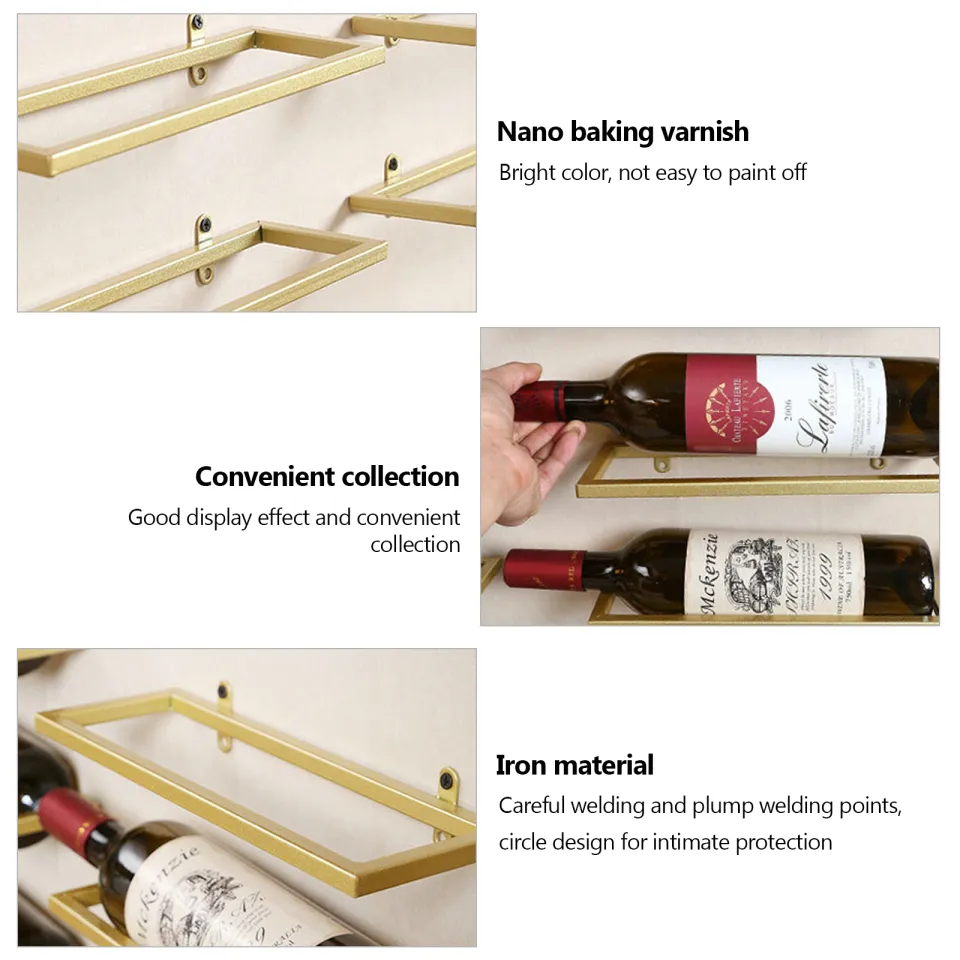 Wall Mounted Wine Racks Metal Hanging Wine Bottle Holder Display