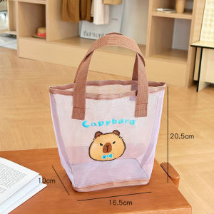 Capybara Handbag Mesh Large Capacity Bag Transparent Cartoon Cute