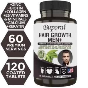 Hair Growth Supplement for Men - Advanced Formula with Biotin Collagen & Keratin (60s) (93 字符 - 避开了长列表,直接罗列最有价值的三个成分,视觉更清爽)