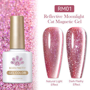 BORN PRETTY Gold Reflective Moonlight Gel Nail Polish Cat Magnetic Aurora Spar Glitter Semi-Permanant Varnish Nail Art