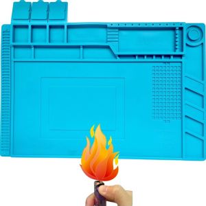 แผ่นรองซ่อมแผ่นฉนวนกันความร้อนขนาดใหญ่เสื่อเหล็กผสมขนาด450มม. แผ่นซิลิโคนทนความร้อนพร้อมแผ่นแม่เหล็กสำหรับซ่อมบำรุงโทรศัพท์มือถือคอมพิวเตอร์