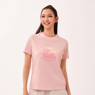 [Chỉ 1-6.9 - Voucher Skechers 18% + Voucher LZD 18%] Áo Thun Tay Ngắn Nữ Skechers Cali Summer Iconic Short Sleeve Tee - SL126W163-00F2