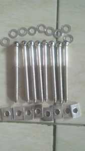 obral baut dipan kayu model tengkorak realpic 2 set 8 pcs + mur dan reng alat mebel bagus baut mur