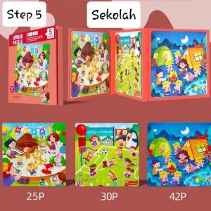 Magnetic Buku Puzzle 3 in 1 - Mainan Edukasi Anak Travel Portable Magnet Lipat Foldable