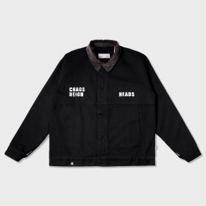 HEADS - Chaos Reign Work Jacket Black | Work Jaket Pria/Wanita Kasual Boxy Fit