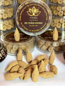 Nhang Nụ Trầm Hương Cao Cấp Tuệ Tâm Hình Bông Sen (Khắc Chữ LỘC) - Làm 100% Từ Trầm Hương Sạch Tự Nhiên [Hộp 28 Viên]