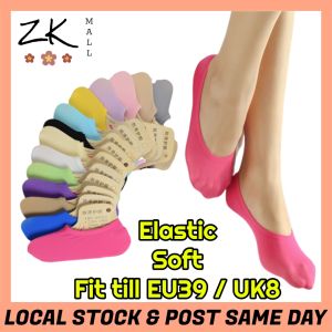 ZK MALL Korean Fashion Women Socks Low Cut Invisible Anti-Slip Ankle Sock Free Size (Fit till UK8) Elastic Super Soft Breathable Ladies Socking Ready Stock 100086