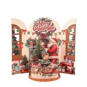 NAELIN Phim hoạt hình 3D Thiệp Giáng Sinh dạng Pop-Up Nhiều màu sắc Cây thông Noel của ông già Noel Thiệp Chúc Mừng Giáng Sinh Sáng tạo Giấy Thiệp chúc mừng Giáng sinh Tặng quà ngày lễ
