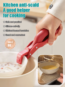 Heat Resistant Silicone Bowl Tongs Non Slip Grip Microwave Oven Safe Kitchen Utensil for Hot Dishes Pots and Pans Multi Purpose Serving and Cooking Tool