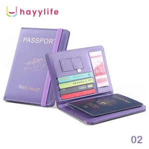 hayylife Organiser Dokumen - Penutup Passport Kulit PU Perlindungan RFID Slot Kartu Multi-Fungsi Sarung Passport dan Dokumen HL-AGB904