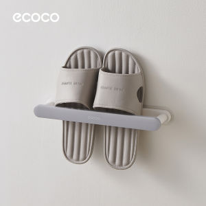 Ecoco Telescopic Shoe Rack Wall-mounted Easy to Install Expandable Slipper Rack 2 Size with Hooks