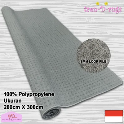 Karpet bulu permadani polypropylene modern jumbo alas lantai ruang tamu kamar tidur halus tebal polos minimalis murah 200 cm x 300 cm - NMs