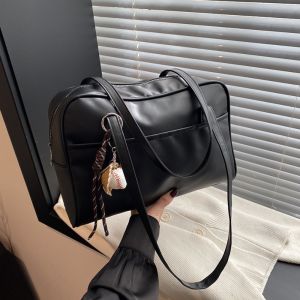 YIYIUR Large Capacity Shoulder Bag with Pendant PU Leather Tote Bag  Crossbody Bags Women