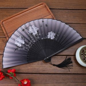 GOLDMINES Wedding Party Summer Women Silk Pattern Bamboo Art Craft Hand Held Japanese Photo Prop Tool Hand Held Flower Fan Folding Fan Dance Hand Held Silk Fan