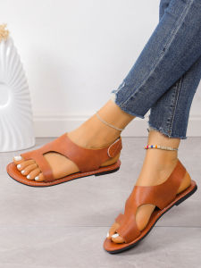 Free Shipping Plus-Size WomenS Beach Sandals With Velcro Straps New Summer Style Lightweight Slip-On Flat Roman Sandals