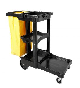 Mk Cleaning Trolley Janitorial Cart with Cover Linen Bag and 3 Storage Shelves Janitor for Restaurant Hotel Shopping Mall Commercial and others