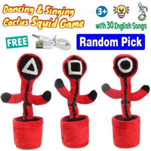 Tik Tok Dancing Cactus Squid Game Dancing And Singing Plush Toys [Songs & Lighting] 30 Song Education Toy *Ready Stock*