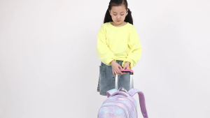 Stylish Rolling Bag for Student Lightweight and Long lasting School Bags Colorful Heart Print Trolley Backpack