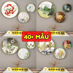 Bộ 3 tranh tròn treo tường tráng gương 3D 3 kích thước trang trí phòng khách phòng ngủ với nhiều mẫu hiện đại
