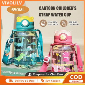 VIVOLILV 【COD】Childrens Straw Cup With Strap Cute Antlers Water Bottle For Kids Cartoon Anti-skid And Leak-Proof Water Bottle Baby Drinking Bottle BPA Free