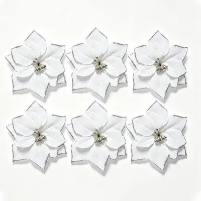 12PCS 22CM White Red Christmas flowers Artificial flowers Christmas tree decorations .with stick
