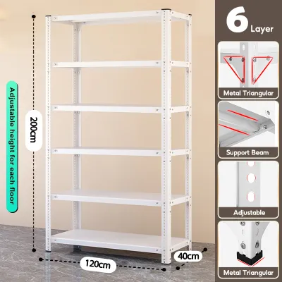 LULU Shelf Storage Rack Balcony Home Angle Steel Plate Storage Rack Iron Rack Floor Standing Kitchen Warehouse Basement Storage Rack For Home Kitchen Garage Use