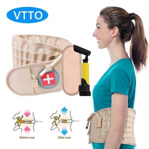 VTTO PU Inflatable Traction Decompression Belt Waist Back Support Pain Relief Double Effect Therapy Low Lumbar Spine Brace