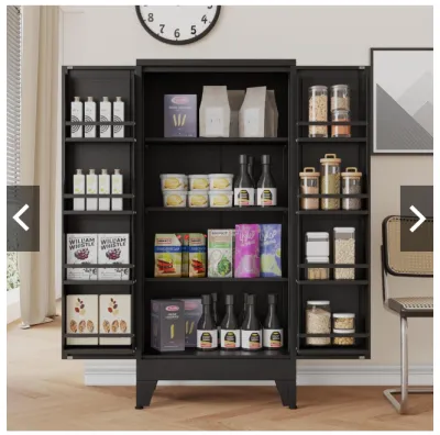 Metal Kitchen Pantry Cabinet/Tall Storage Cabinet with 2 Doors