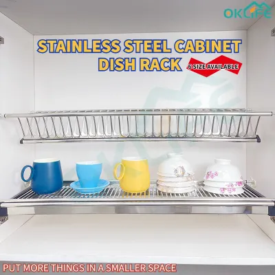 OKLIFE. SG]Kitchen Cabinet Dish Rack/Stainless Steel 304 Kitchen Cabinet Mounted Dish Drying Rack Organizer/Stainless Steel Dish Rack