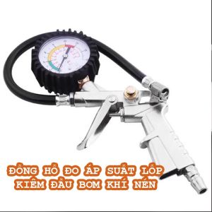 Đầu vòi bơm ô tô xe máy Kiêm đồng hồ đo áp suất lốp - Hàng xịn nhập khẩu