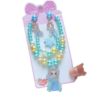 Aksesoris anak set Lucu Gelang kalung Anting motif Elsa
