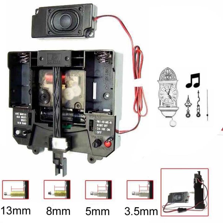 J98 4 Sizes Long Shaft Chime Clock Movement 3.5/5/8/13Mm Pendulum Swing Silent Clock Mechanism