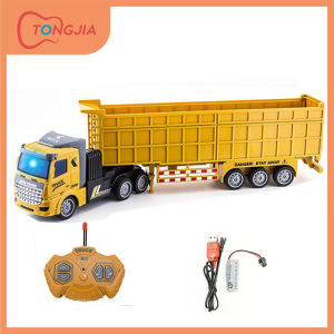 TongJia 1:48 Remote control car Remote Control Construction Truck Heavy Transport Truck Big Van Dump Dumper Transporter Container Car Toys for Boys
