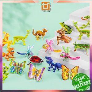 OFM-M358 Mainan Edukasi Anak DIY Puzzle 3D Mini Motif Dino Animal Serangga Pesawat Bongkar Pasang