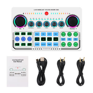 X50 Sound Card RGB Wireless Bluetooth External DJ Mixer Sound Card 16 Sound Effects Sound Mixer for Live Streaming Broadcasting Live Webcast Sound Mixer (Shipped in 24 Hours&Local Delivery Service)