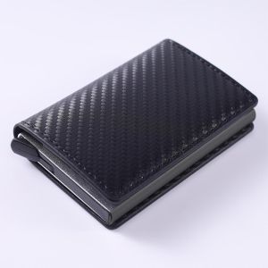 Slim Carbon Fiber Wallet for Men with RFID Blocking - Ultra Thin Metal Credit Card Holder & Business Card Case Minimalist Front Pocket